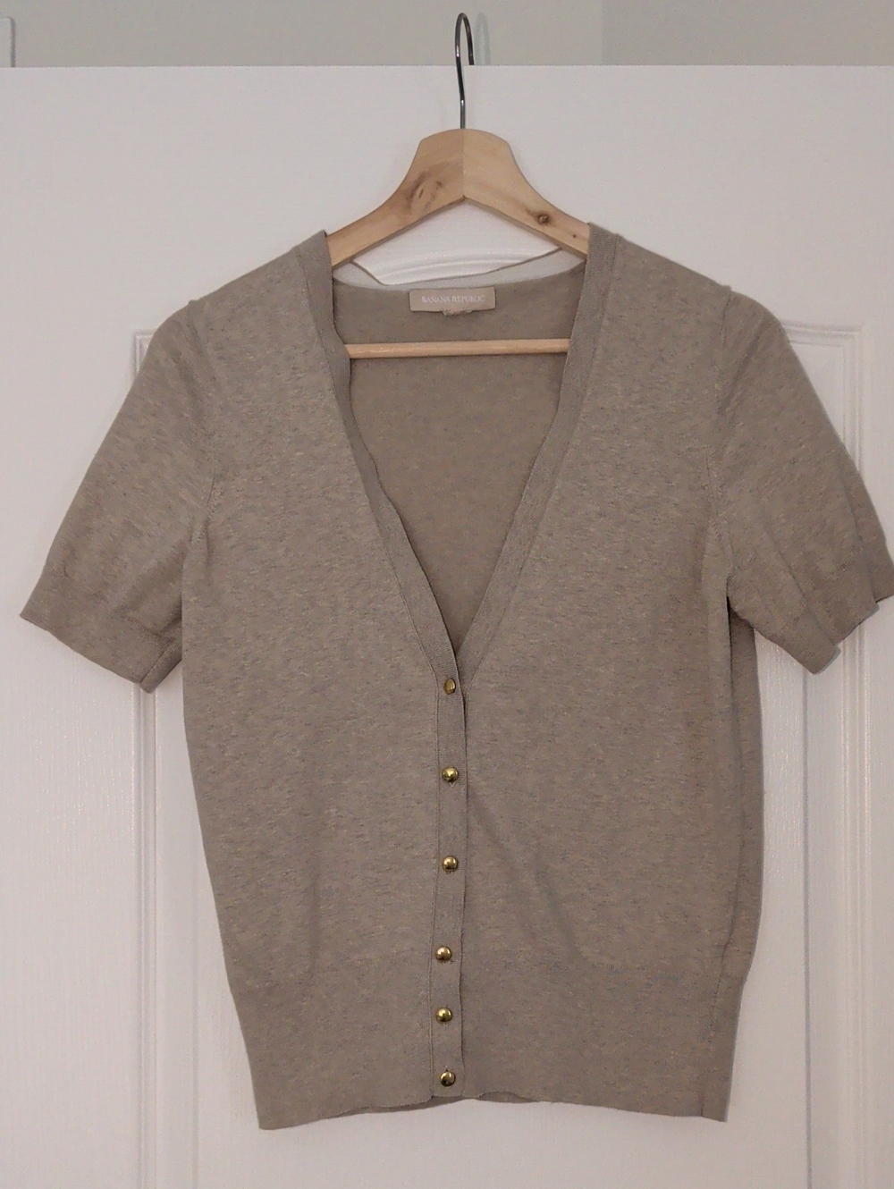 Banana Republic Short Sleeve NATURAL LINEN Button Cardigan
